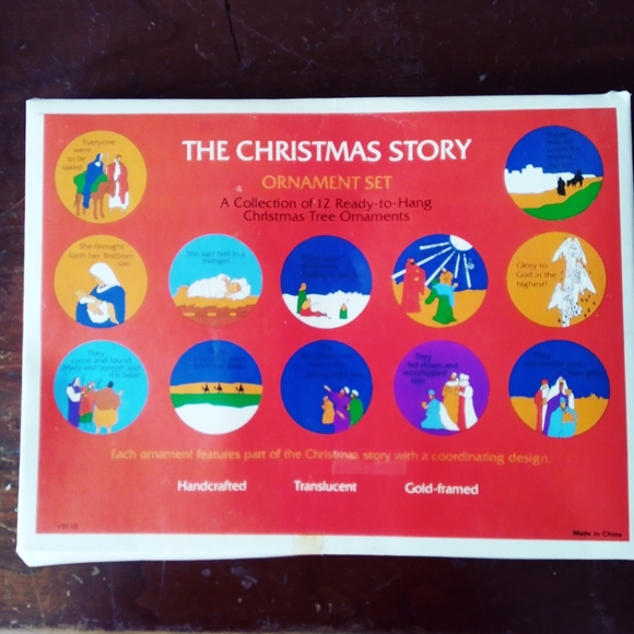 Vintage? The Christmas Story 12 PC Ornament Set Handcrafted/Translucent/Goldtone - Picture 2 of 6